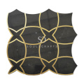 Nero Marquine and Brass Luxurious Marble Waterjet Mosaic Tile